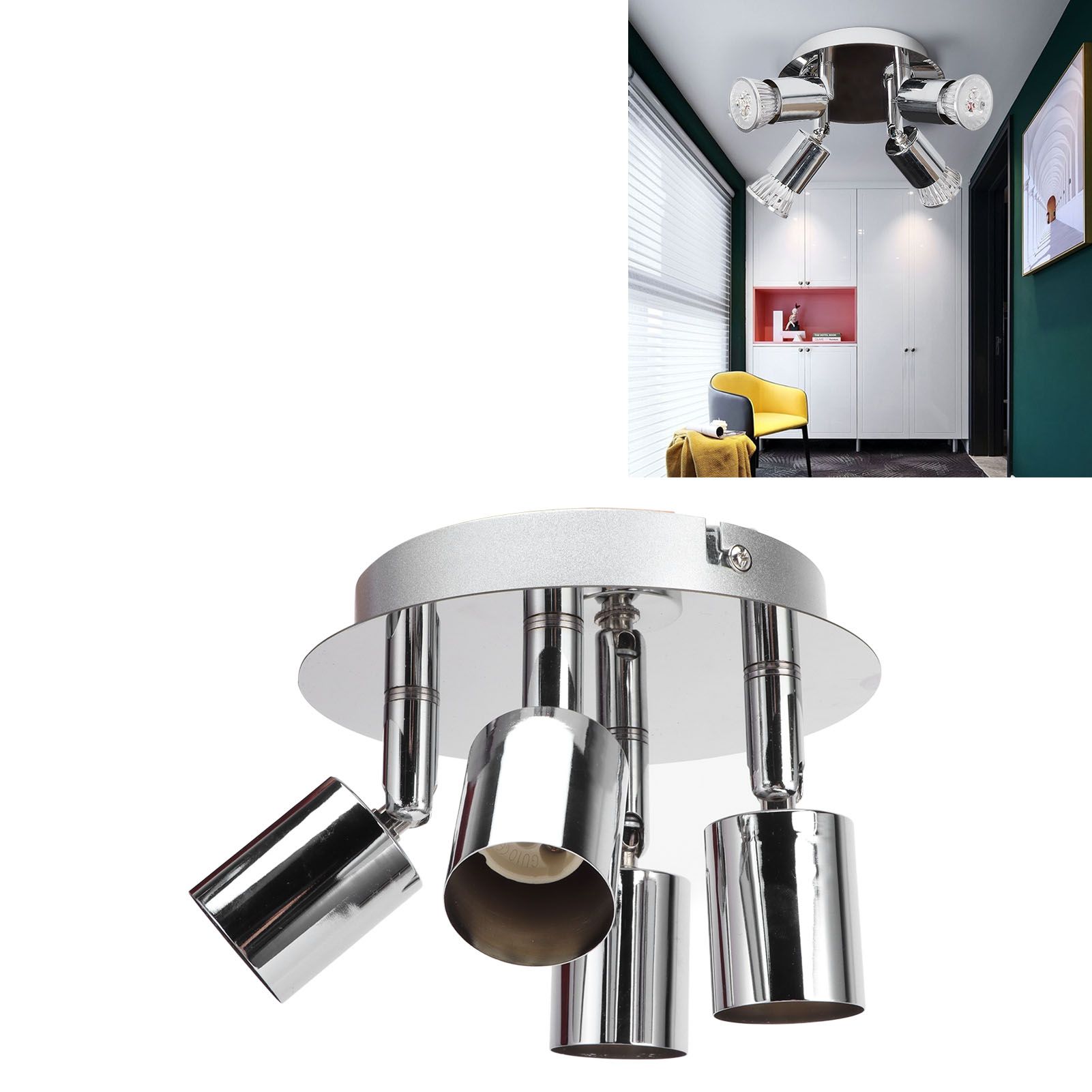 GU10 Lamp Holder 4 Head Ceiling Light Base Adjustable Lamp Holder for Bedroom view 12