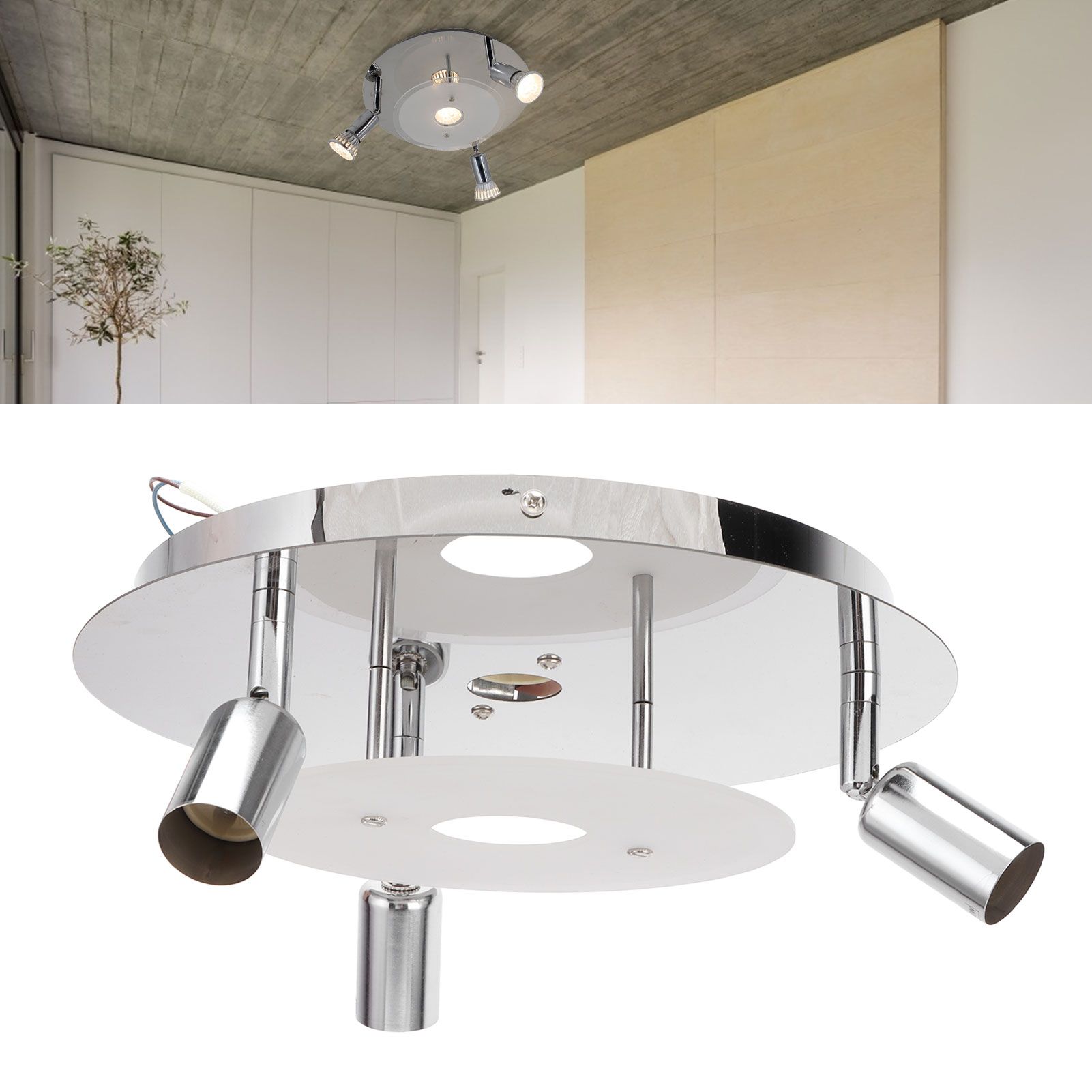 GU10 Household Ceiling Lamp 3 Heads Round Ceiling Lamp Modern Ceiling Light view 11
