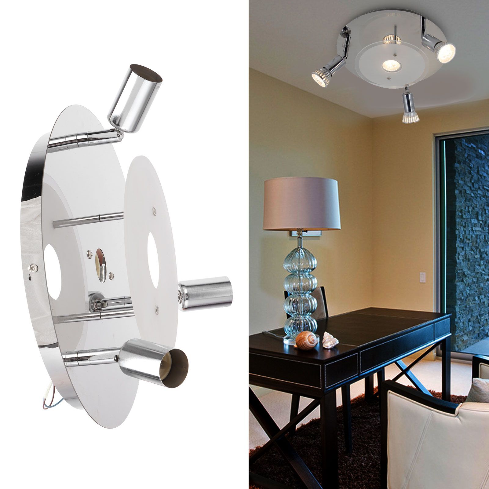 GU10 Household Ceiling Lamp 3 Heads Round Ceiling Lamp Modern Ceiling Light view 12