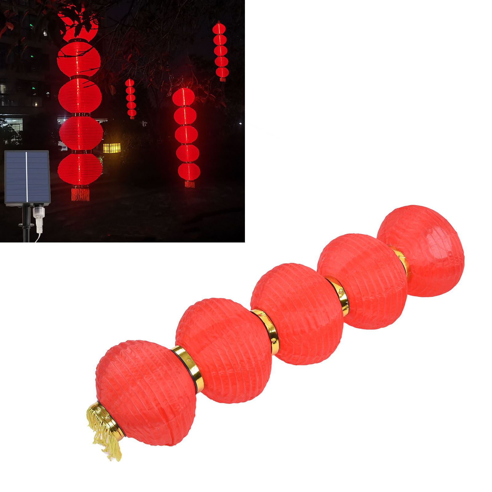 10in 5 Strings LED Solar Lantern Outdoor Waterproof Chinese Decorative Cloth view 11