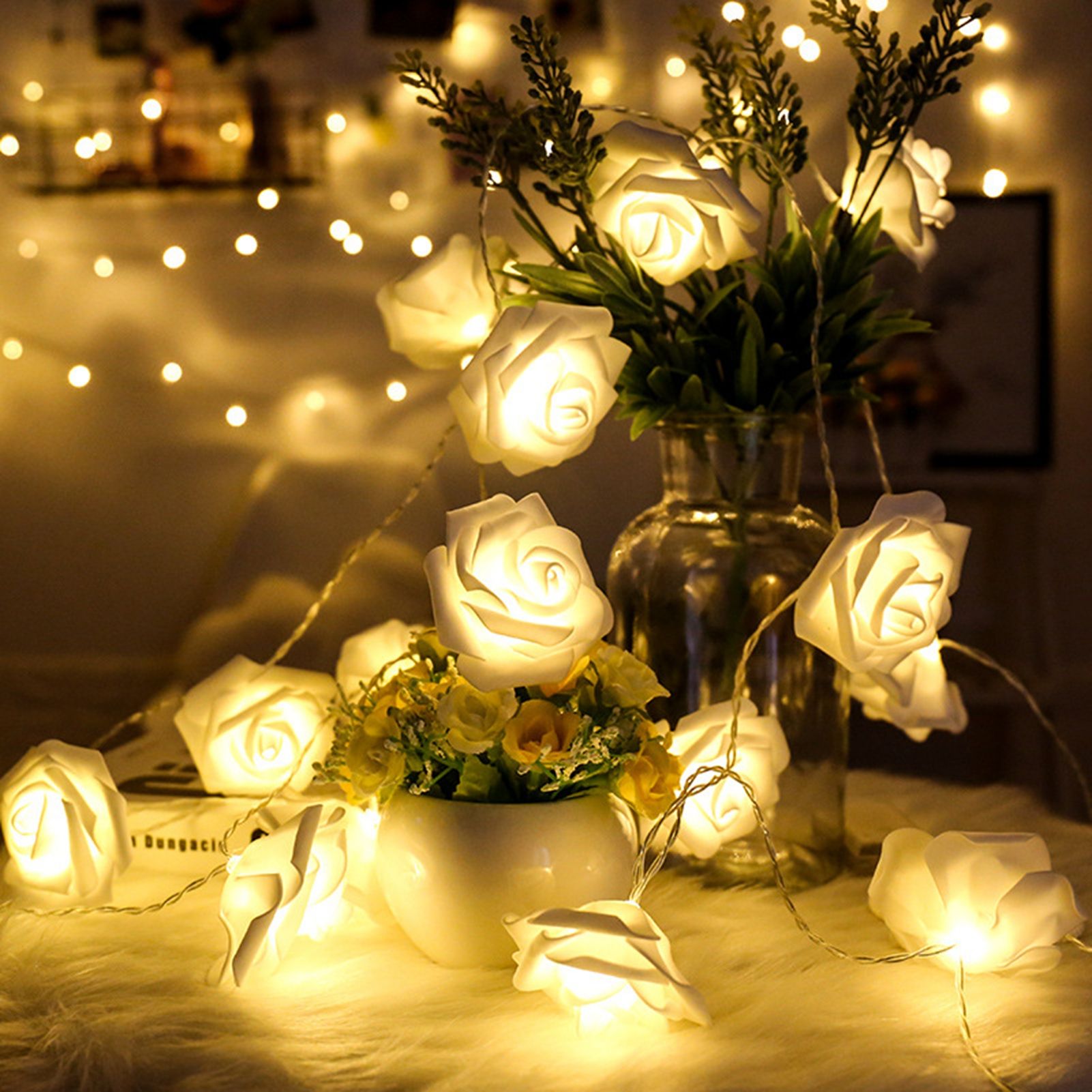 LED String Light Imitation Rose String Light Wedding String Light Festival — image 1