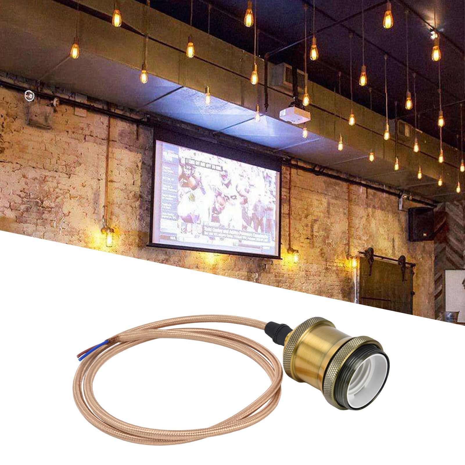 E27 Lamp Holder with Cord Vintage Pendant Light Lampholder for Bedroom 100‑240V view 11