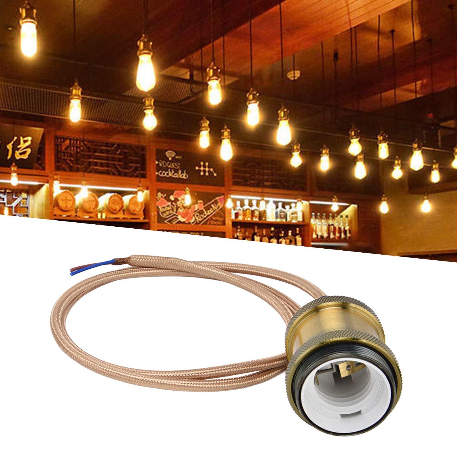 E27 Lamp Holder with Cord Vintage Pendant Light Lampholder for Bedroom 100‑240V view 12
