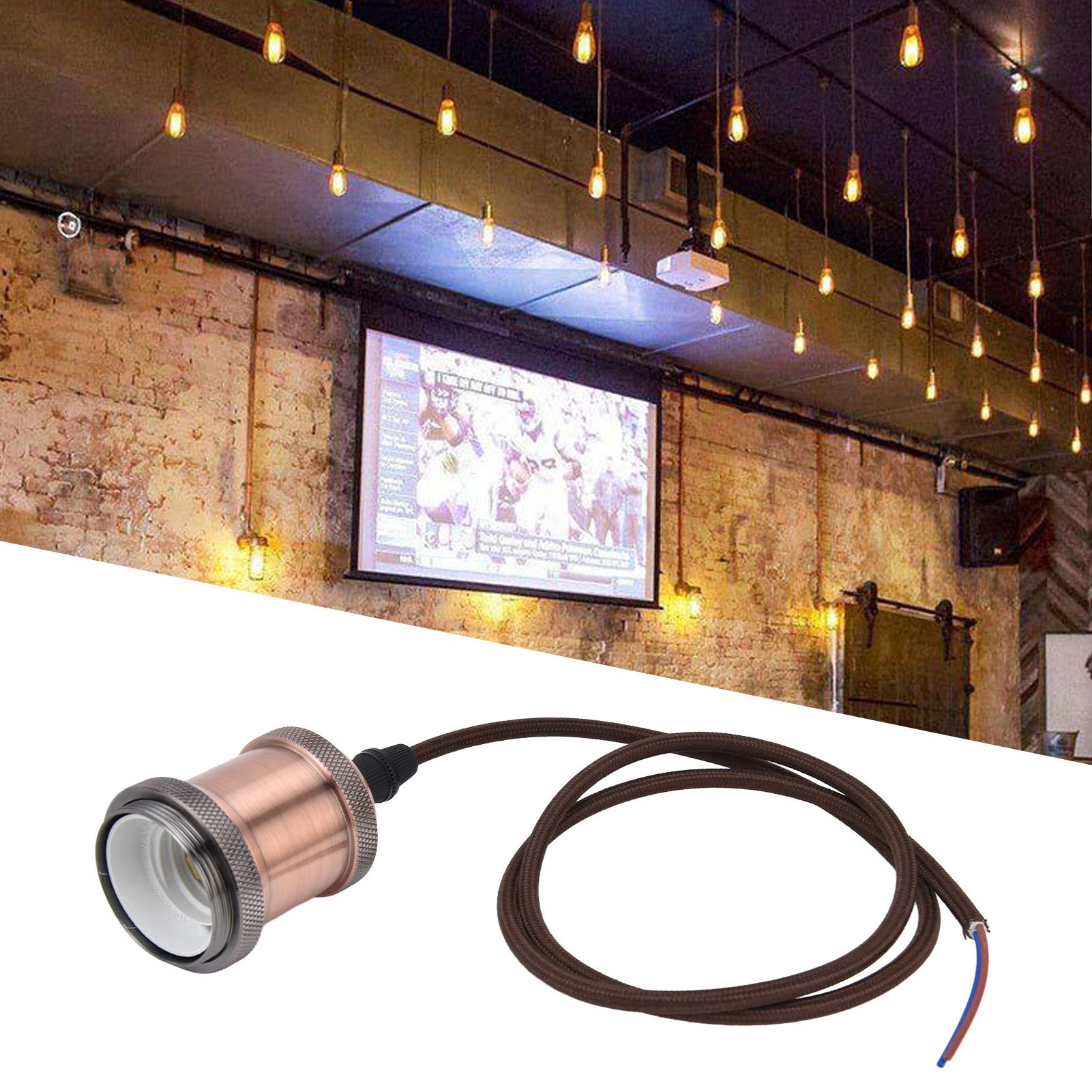 E27 Lamp Holder with Cord Vintage Pendant Light Lampholder for Bedroom 100‑240V view 11