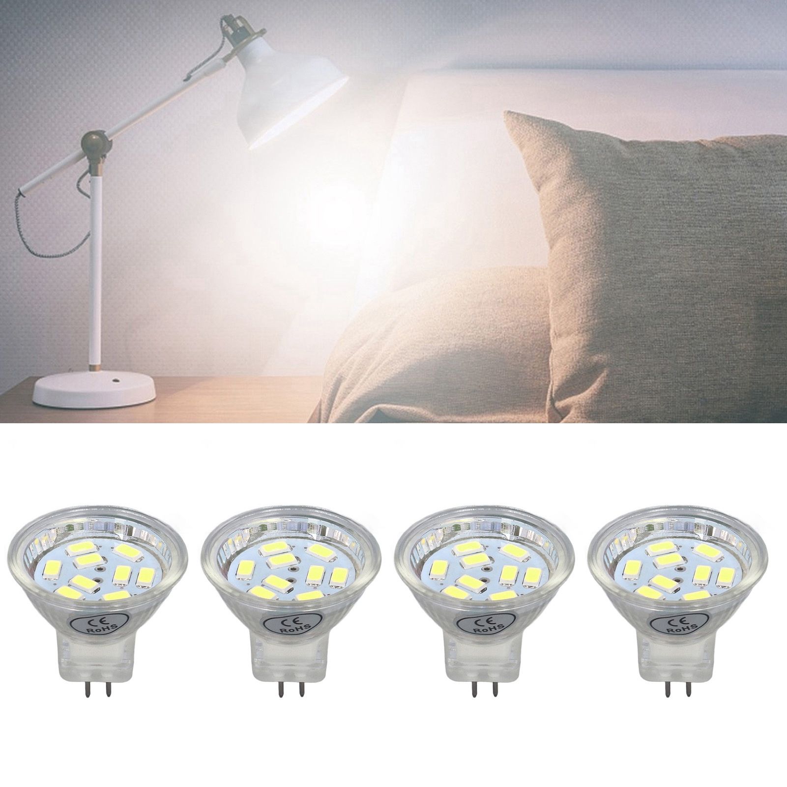 4Pcs MR11 LED Bulb 3W 300lm Bulb with 9 Beads Double Pin Base for Spotlight view 12