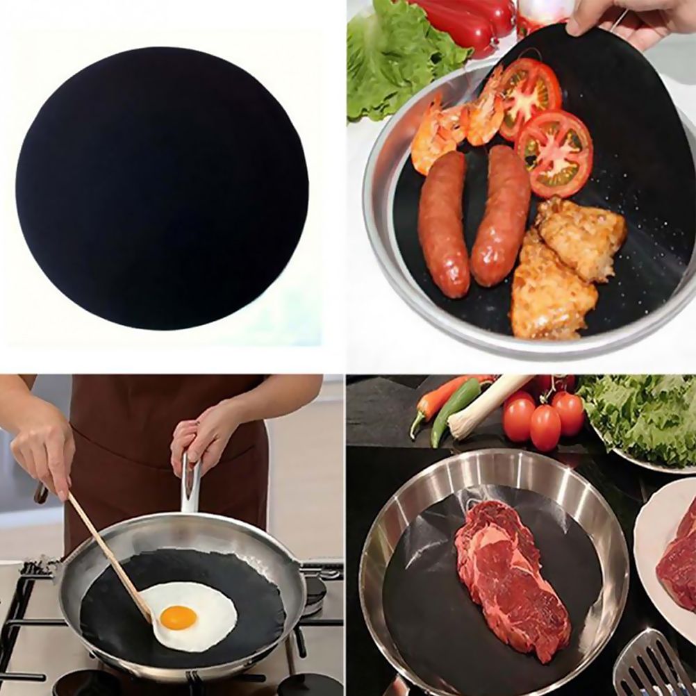 2 Pack 24cm Round Non Stick High Temperature Pan Frying Pan Liner Sheet view 3