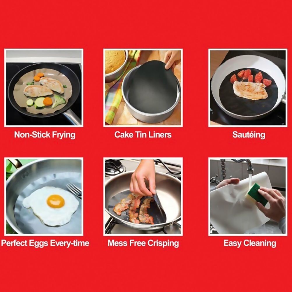 2 Pack 24cm Round Non Stick High Temperature Pan Frying Pan Liner Sheet view 4