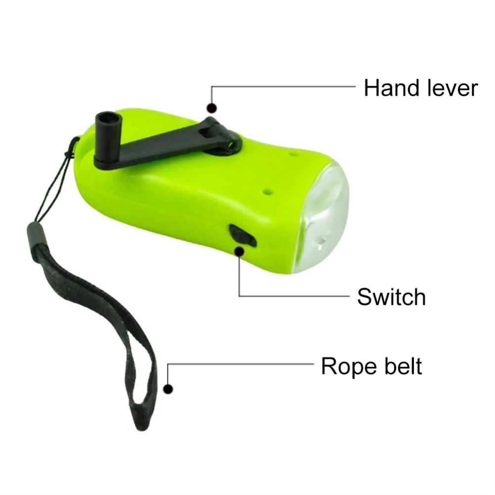 Mini LED Hand Crank Dynamo Solar Power Flashlight Portable Energy Saving view 3