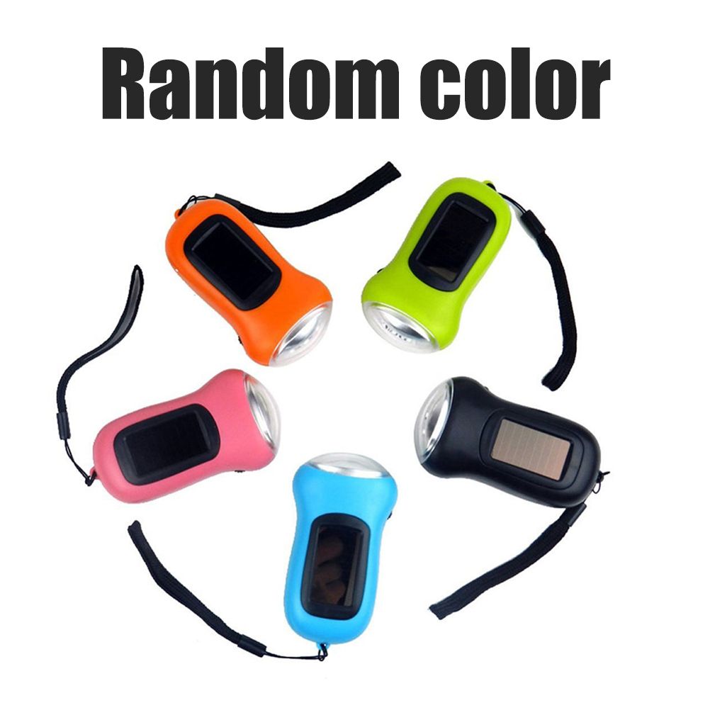Mini LED Hand Crank Dynamo Solar Power Flashlight Portable Energy Saving view 4