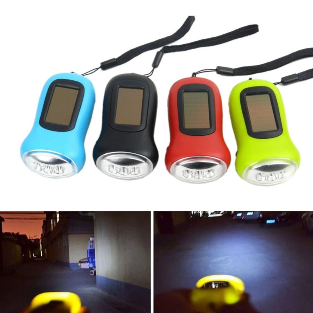 Mini LED Hand Crank Dynamo Solar Power Flashlight Portable Energy Saving view 8