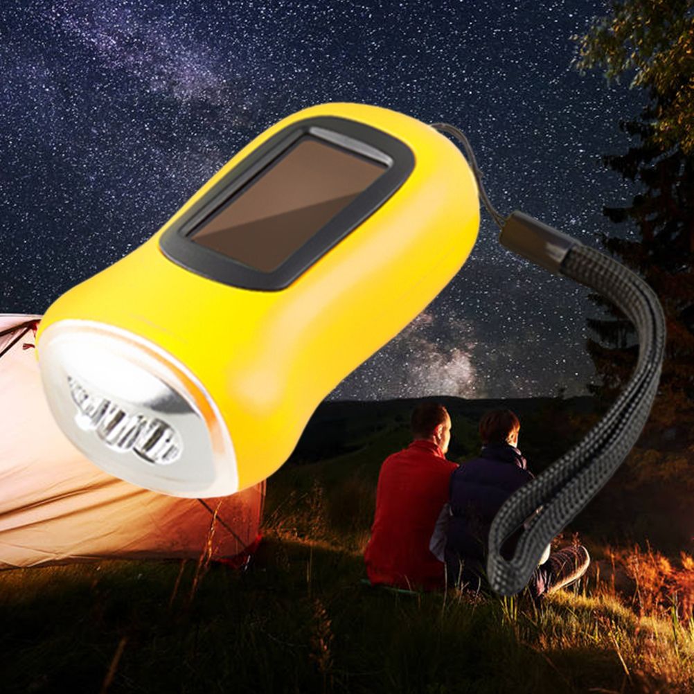 Mini LED Hand Crank Dynamo Solar Power Flashlight Portable Energy Saving view 11