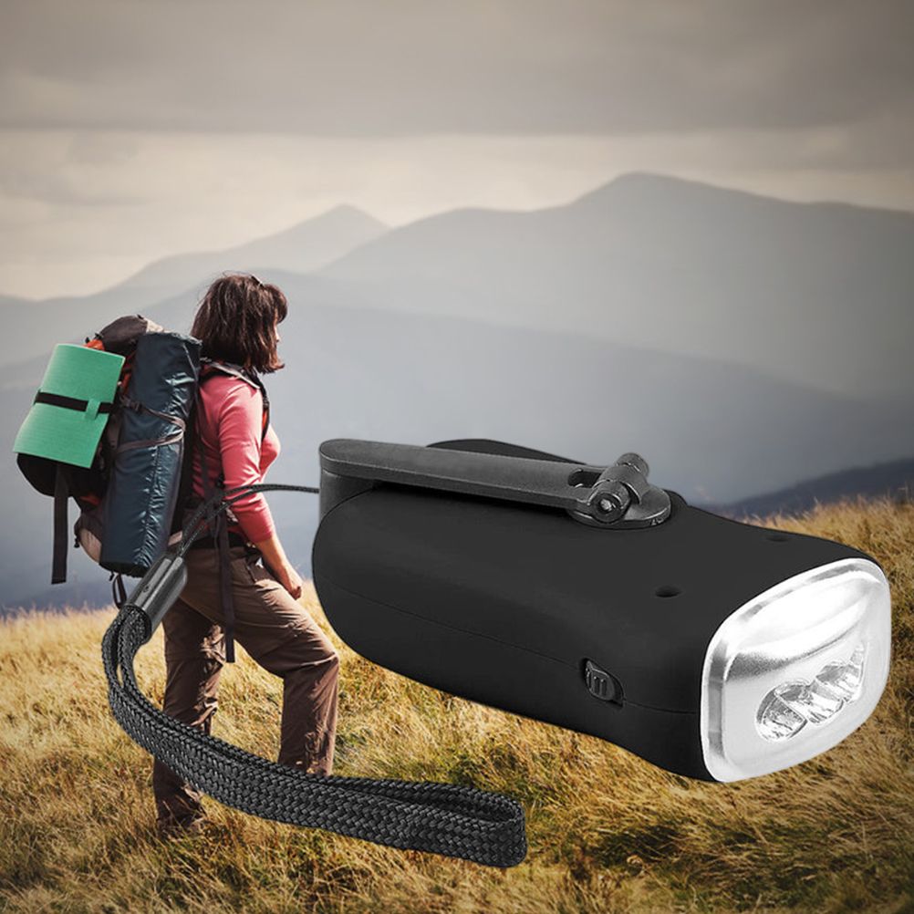 Mini LED Hand Crank Dynamo Solar Power Flashlight Portable Energy Saving view 12