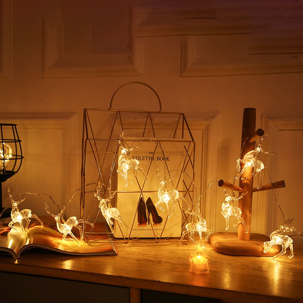 Christmas Indoor Reindeer Lights Decorations 10 LED Warm White String Lights view 2