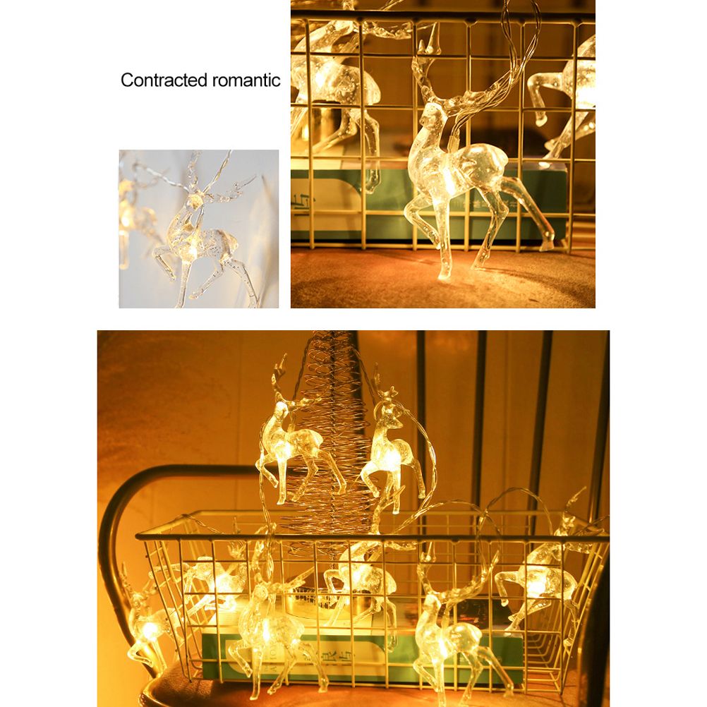 Christmas Indoor Reindeer Lights Decorations 10 LED Warm White String Lights view 5