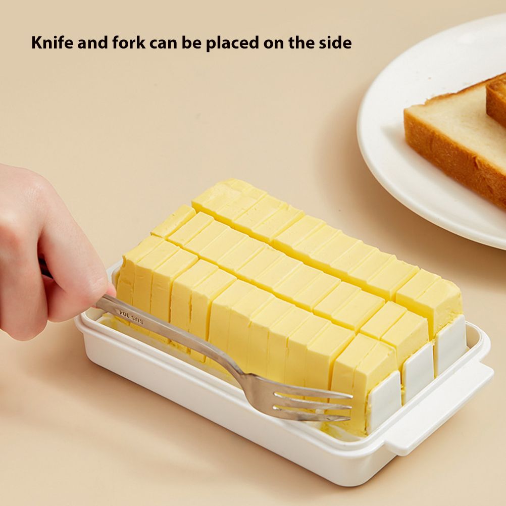Butter Dish with Lid for Countertop Plastic Butter Keeper and Cutting Slot for view 3