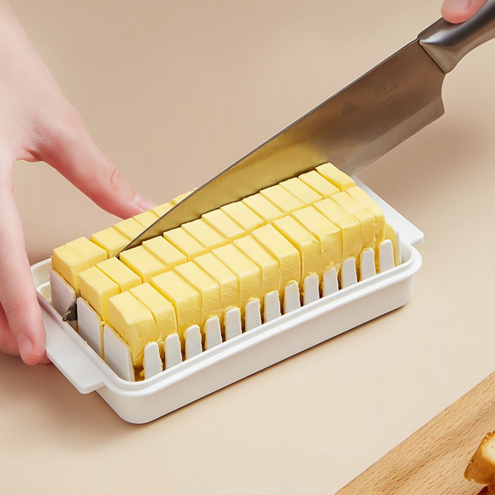Butter Dish with Lid for Countertop Plastic Butter Keeper and Cutting Slot for view 7