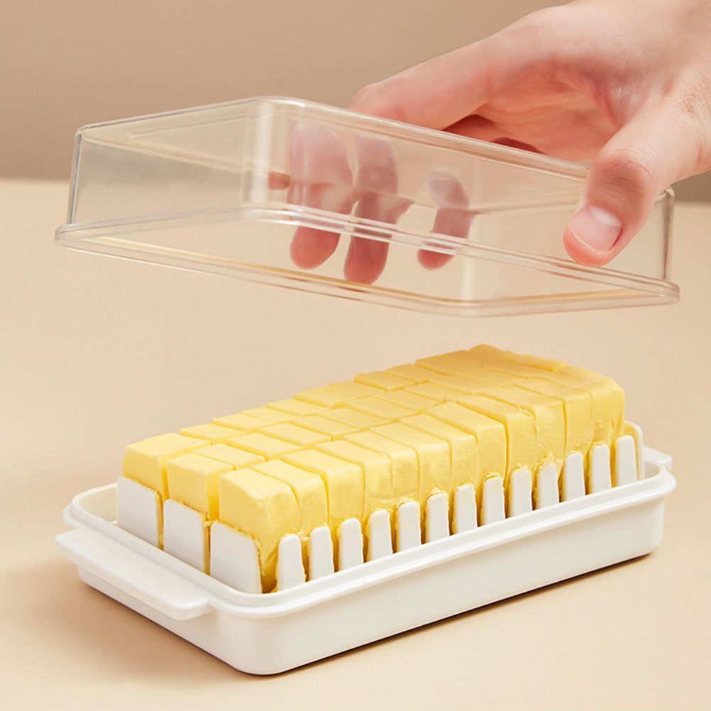 Butter Dish with Lid for Countertop Plastic Butter Keeper and Cutting Slot for view 9