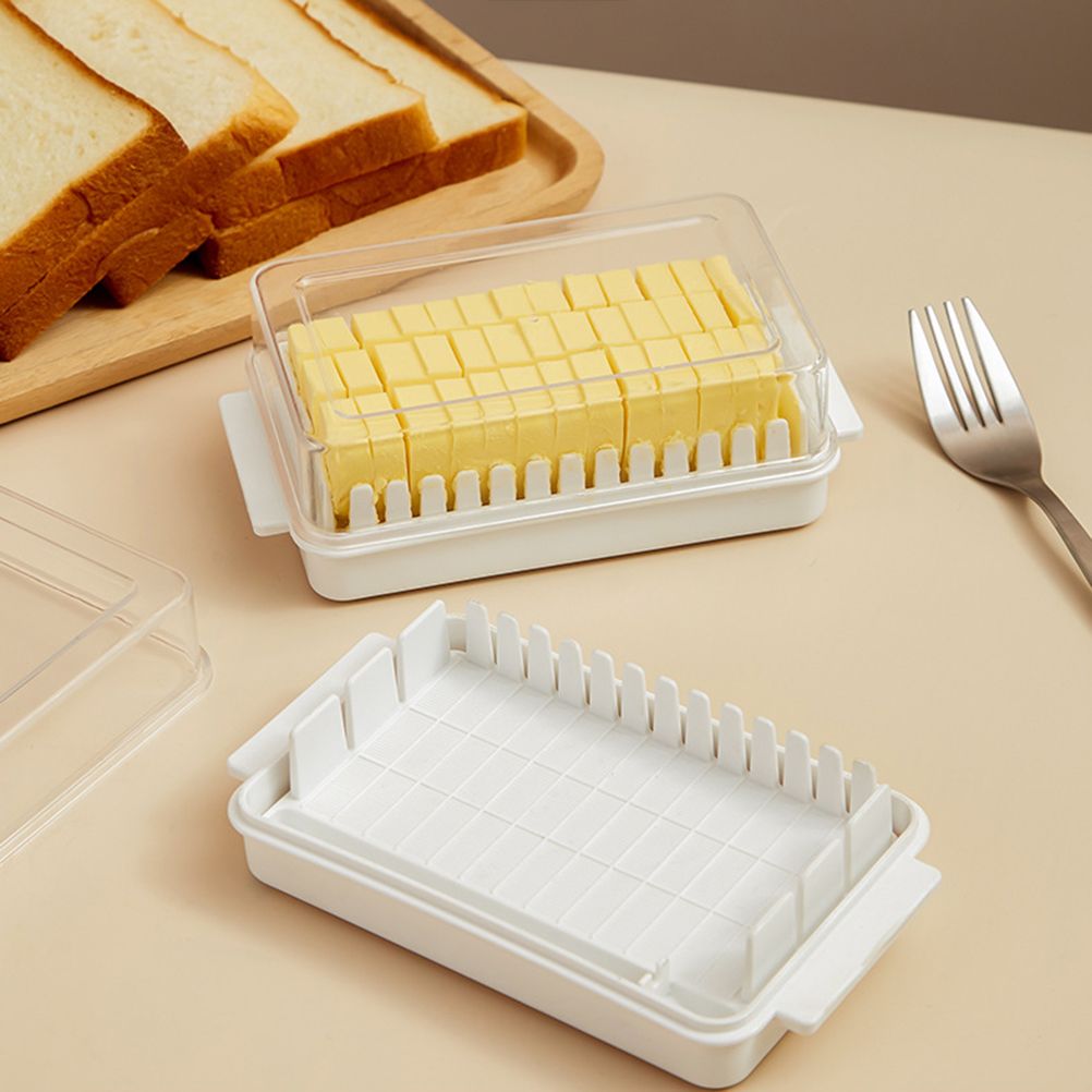 Butter Dish with Lid for Countertop Plastic Butter Keeper and Cutting Slot for view 11