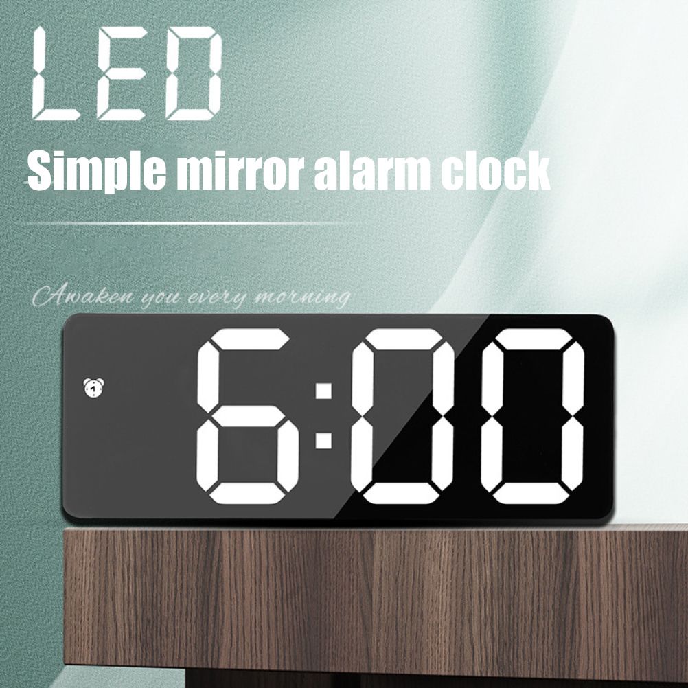 LED Digital Alarm Clock with Voice Control and Temperature Display Bedside view 2