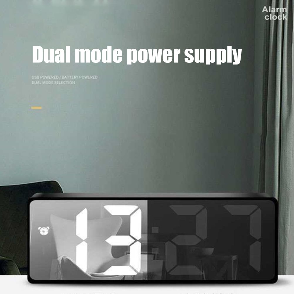 LED Digital Alarm Clock with Voice Control and Temperature Display Bedside view 9