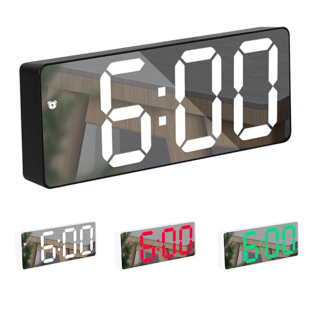 LED Digital Alarm Clock with Voice Control and Temperature Display Bedside view 3