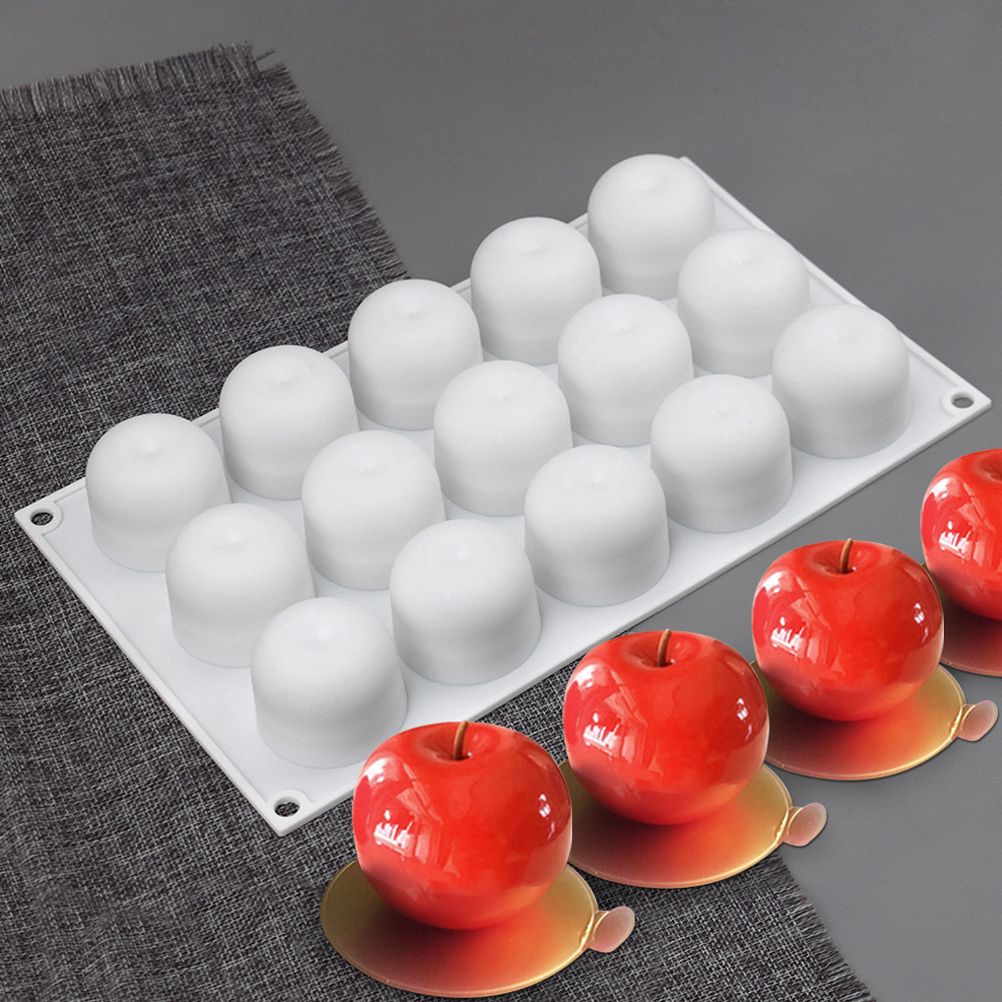Christmas Eve 15 Cavity Apple Design Silicone Cake Molds Chocolate Mousse view 2