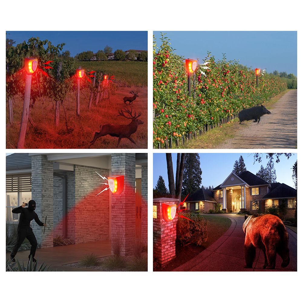 Solar Sound and Light Alarm Motion Sensor 110DB Sound Alert LED Flash Warning view 6