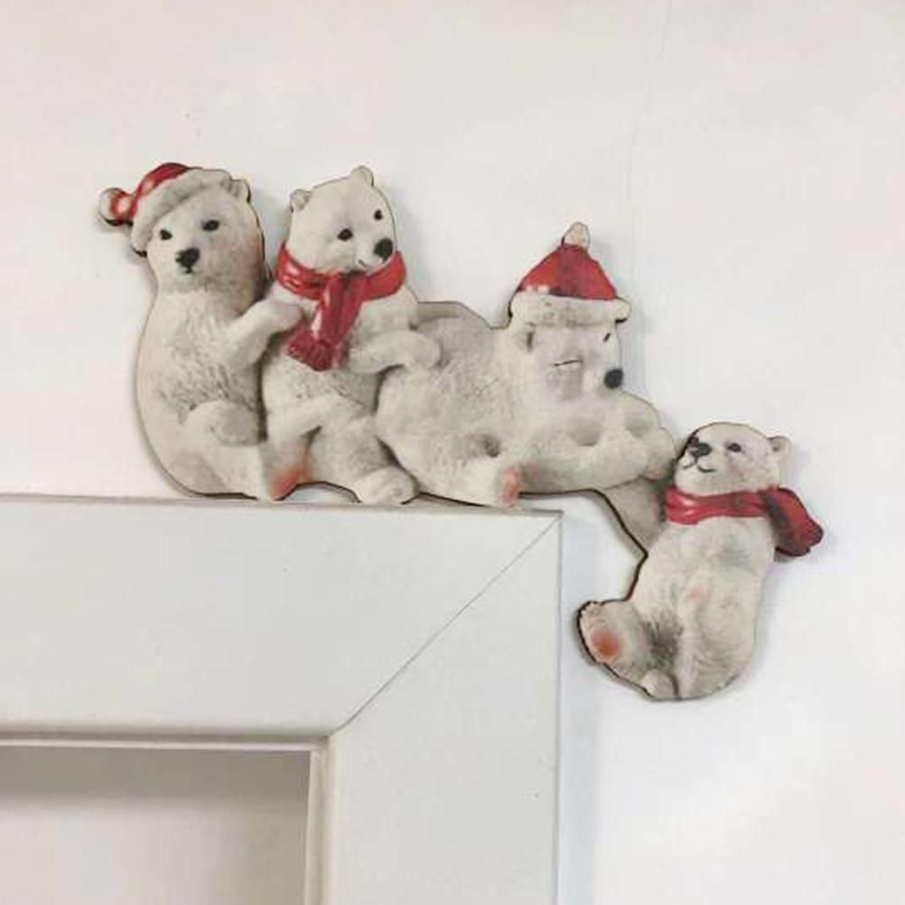 Christmas Door Frame Decoration Wooden Santa Claus Elk Xmas Decor for Home view 2
