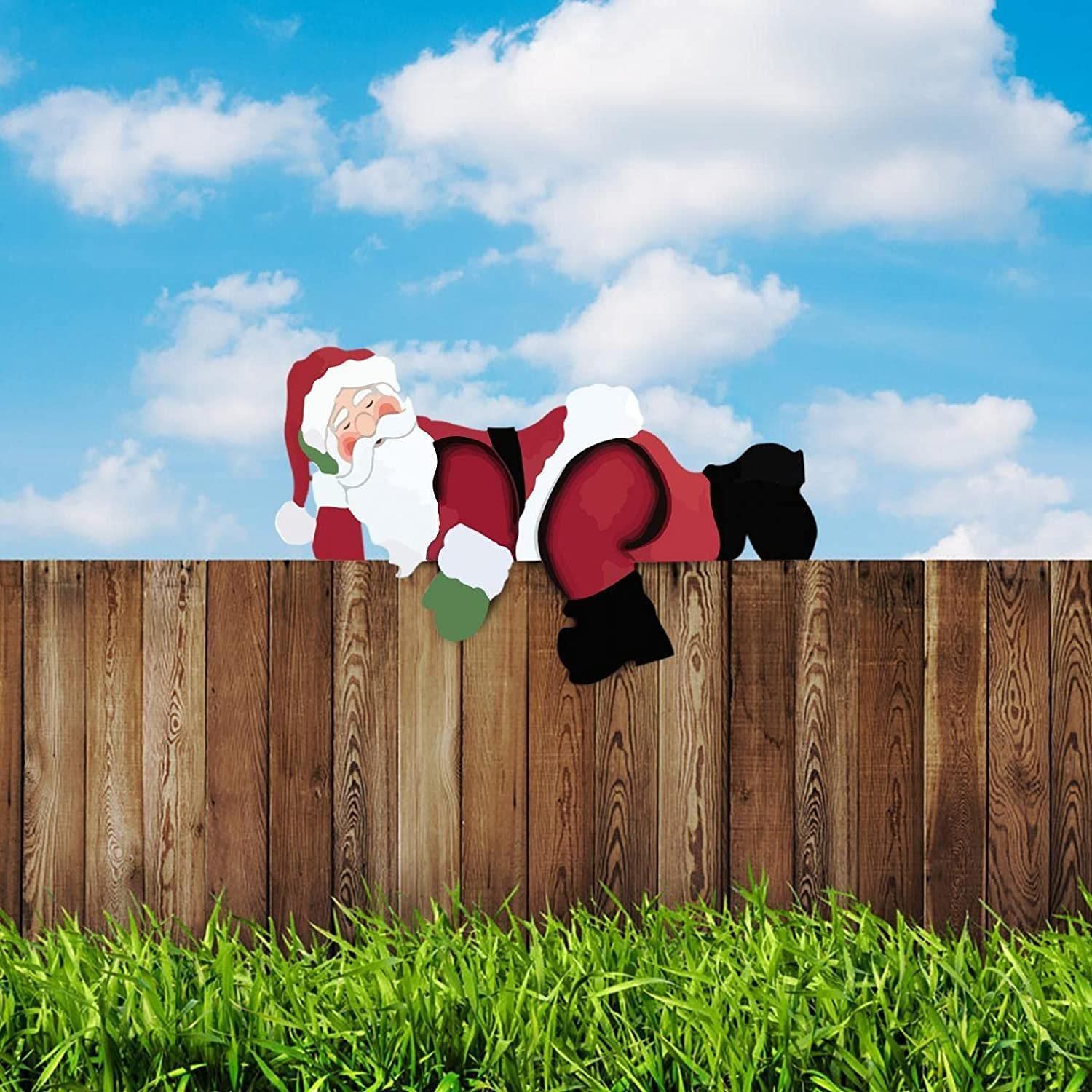 Christmas Home Decor Christmas Themed Santa Snowman Garden Fence Topper view 5