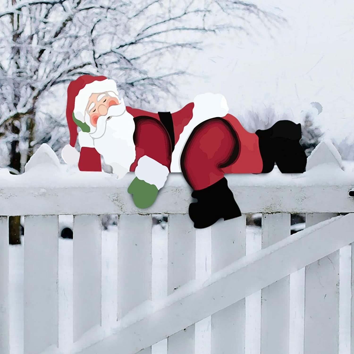 Christmas Home Decor Christmas Themed Santa Snowman Garden Fence Topper view 6