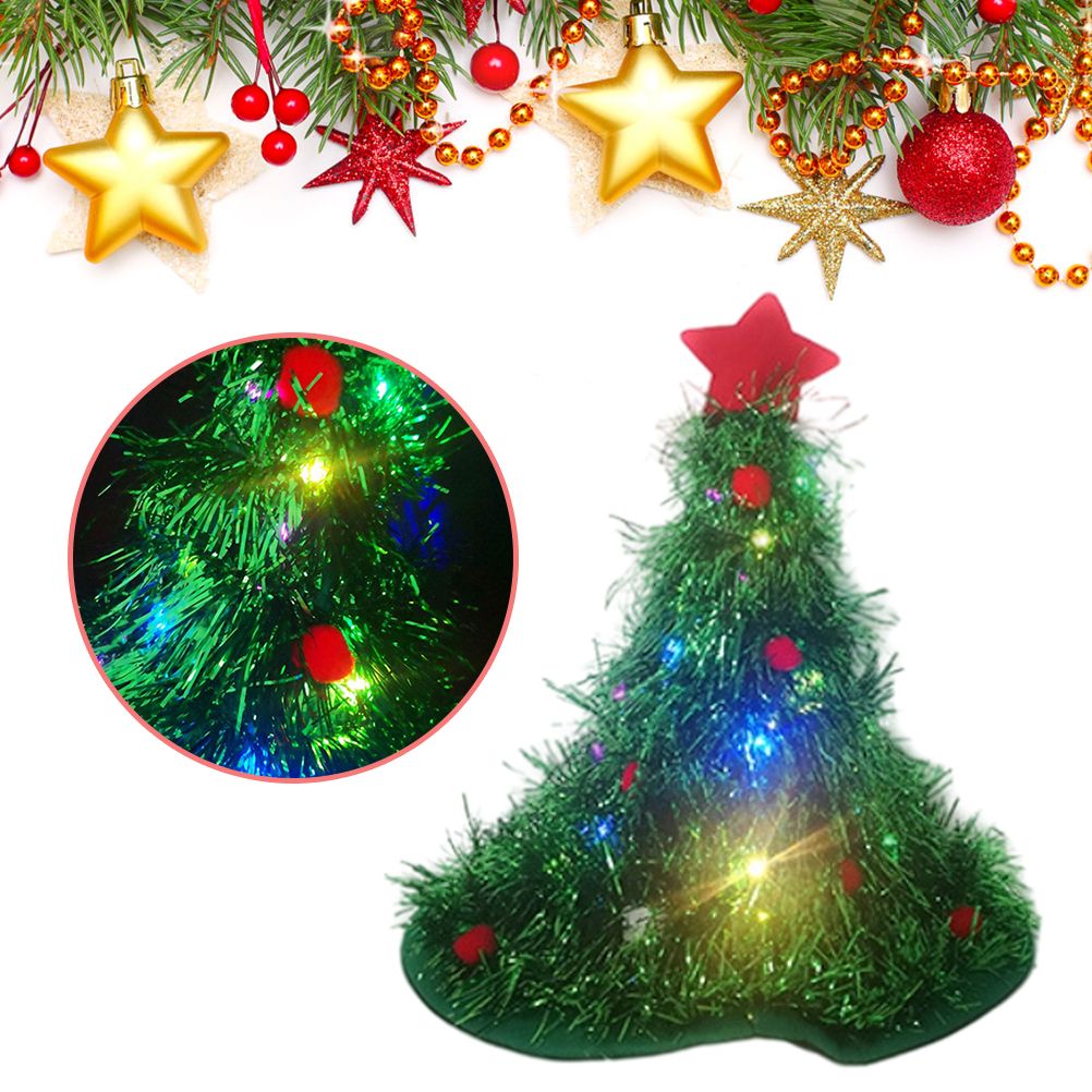 Luminous Christmas Tree Hat with Star for Christmas Party Fancy Dress Props view 3
