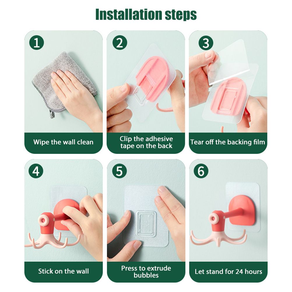 Kitchen 360° Rotated Hooks Punching Free Six Claw Hook Storage Rack for view 5