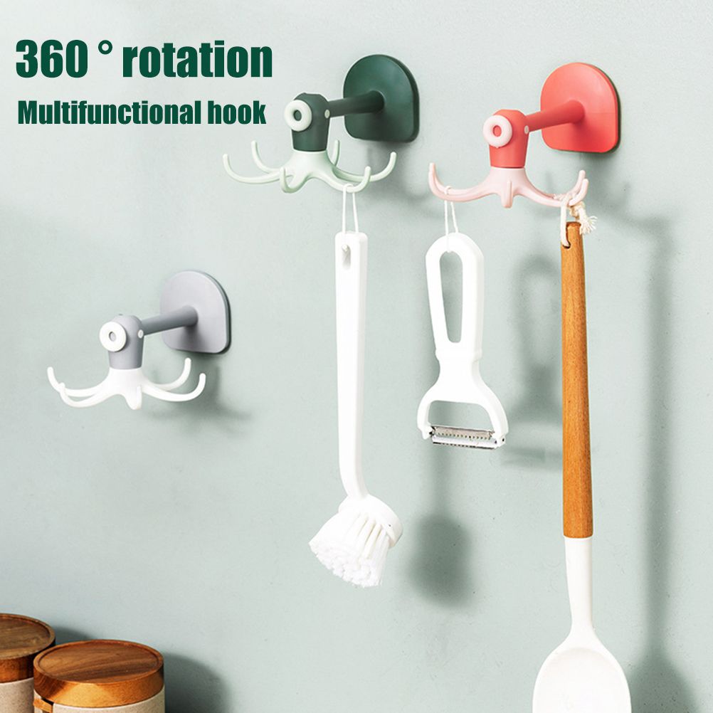 Kitchen 360° Rotated Hooks Punching Free Six Claw Hook Storage Rack for view 6