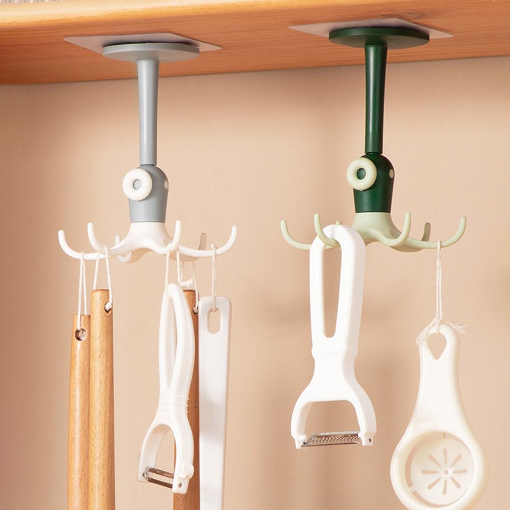 Kitchen 360° Rotated Hooks Punching Free Six Claw Hook Storage Rack for view 9