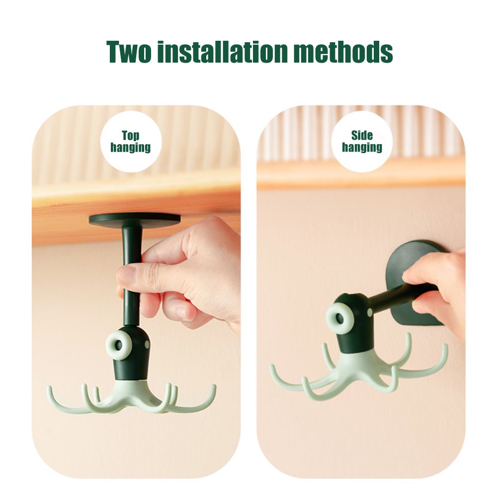 Kitchen 360° Rotated Hooks Punching Free Six Claw Hook Storage Rack for view 13