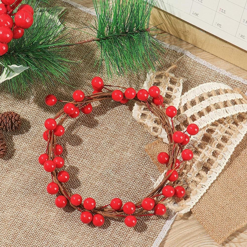 100Pcs Artificial Holly Berries 10mm Plastic Berries Decor on Wire for view 4