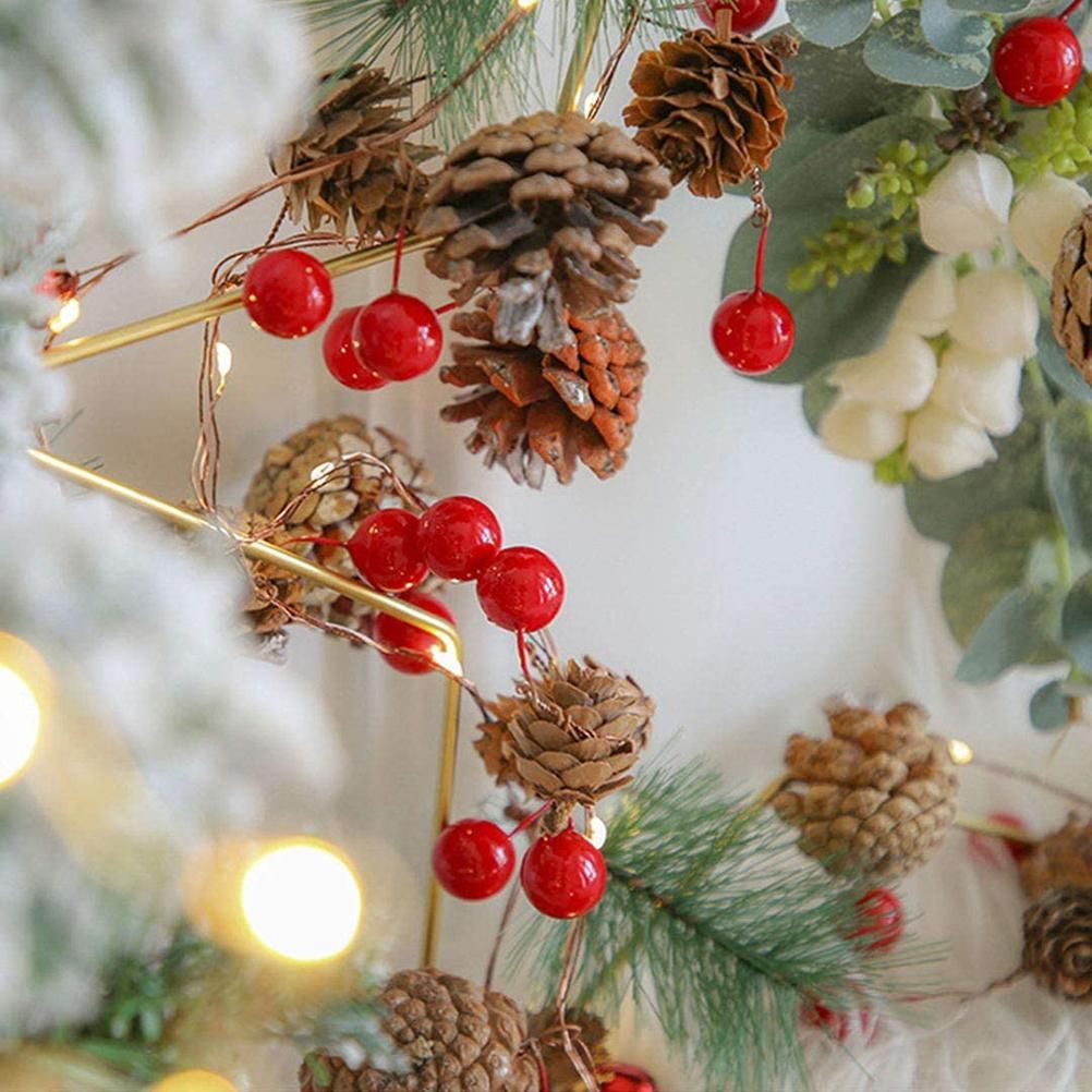 100Pcs Artificial Holly Berries 10mm Plastic Berries Decor on Wire for view 6