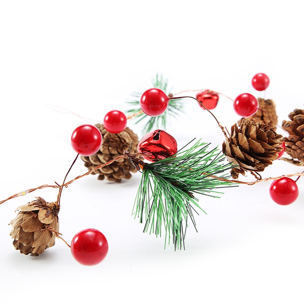 LED Christmas String Lights Decoration with Pine Cone Needles Red Berry Bell view 6