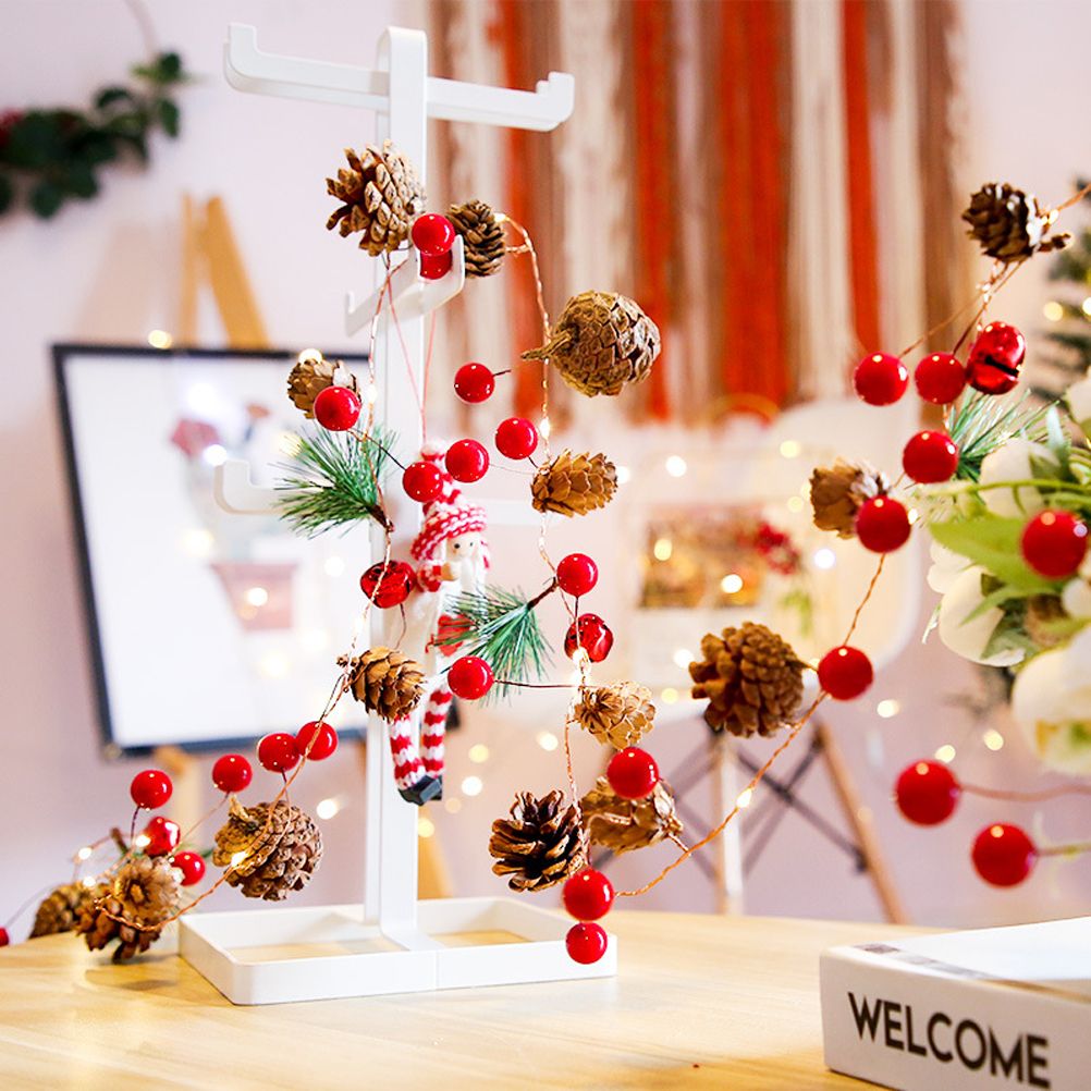 LED Christmas String Lights Decoration with Pine Cone Needles Red Berry Bell view 9