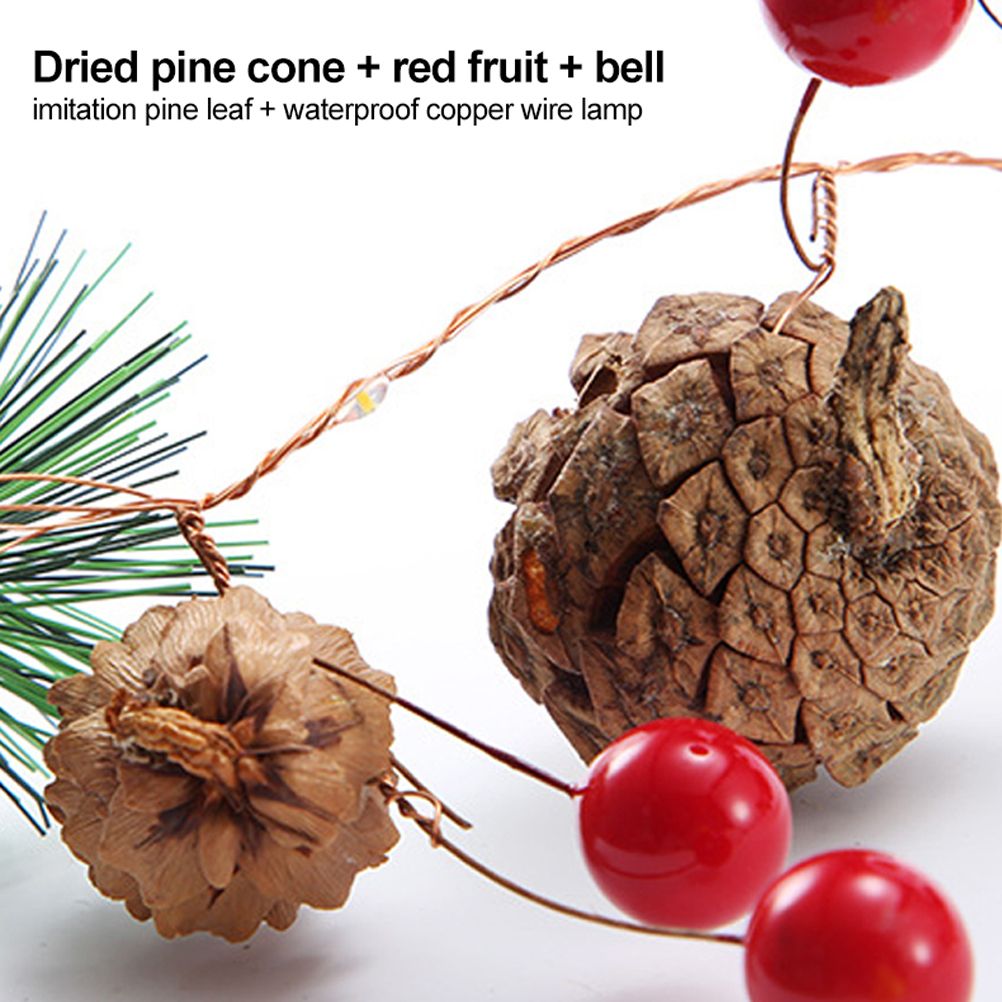 LED Christmas String Lights Decoration with Pine Cone Needles Red Berry Bell view 11