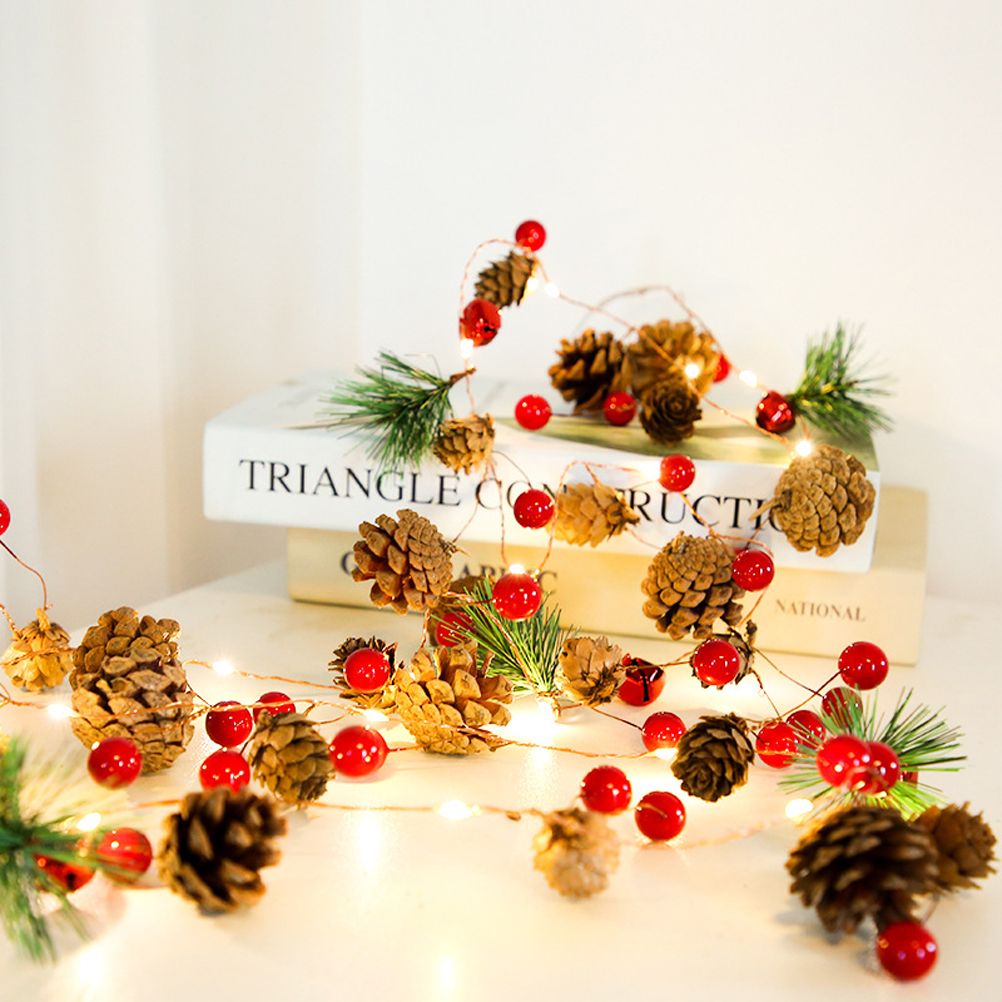 LED Christmas String Lights Decoration with Pine Cone Needles Red Berry Bell view 13