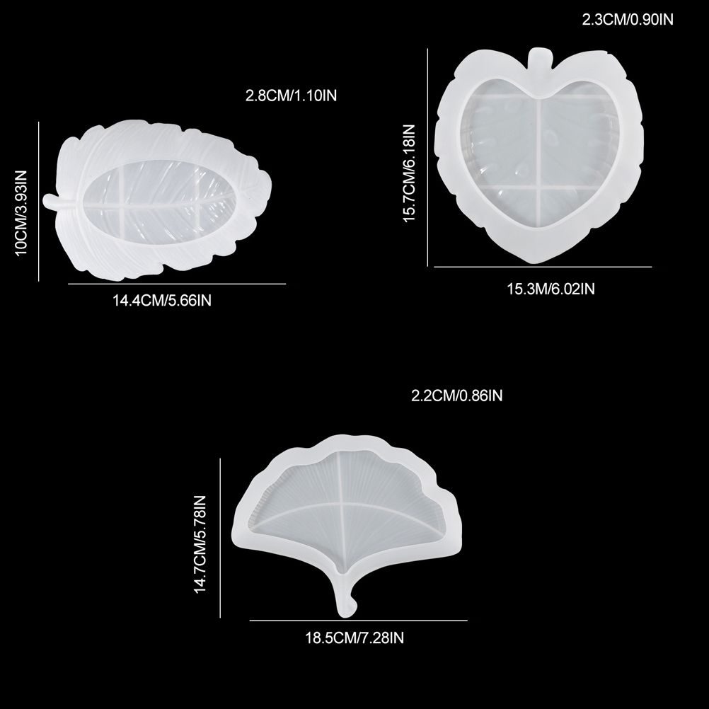 3 Pcs Leaves Silicone Mould Leaves Resin Casting Mould Tray Epoxy Resin Moulds view 6
