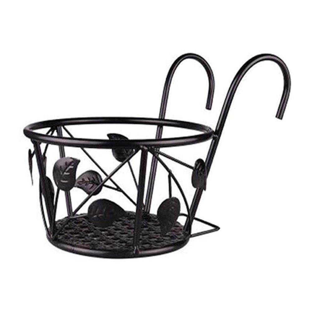 Hanging Railing Iron Planter Baskets Flower Pot Holder Hanger Metal Fence Rail view 2