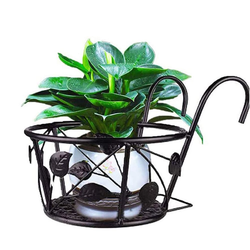 Hanging Railing Iron Planter Baskets Flower Pot Holder Hanger Metal Fence Rail view 3