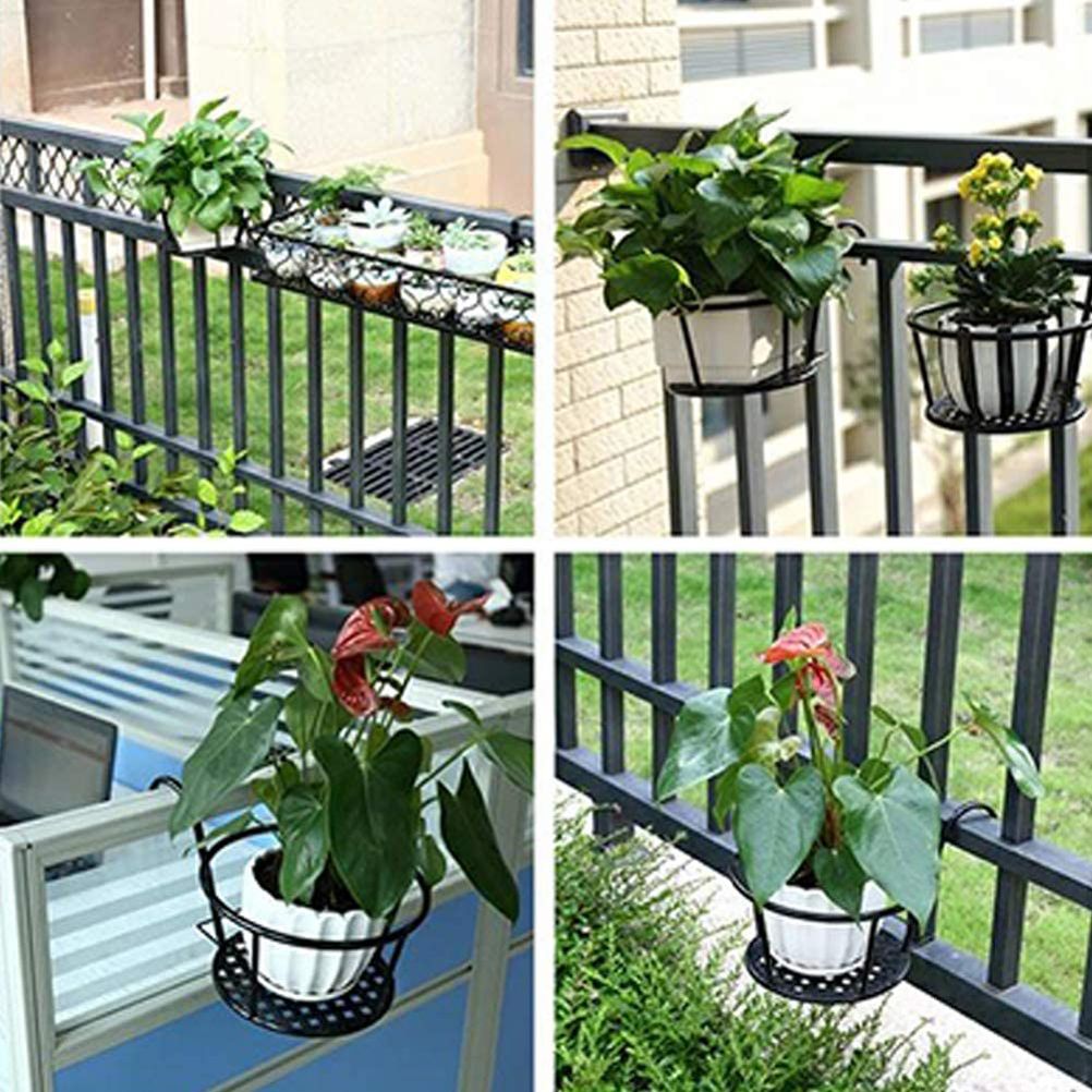Hanging Railing Iron Planter Baskets Flower Pot Holder Hanger Metal Fence Rail view 6