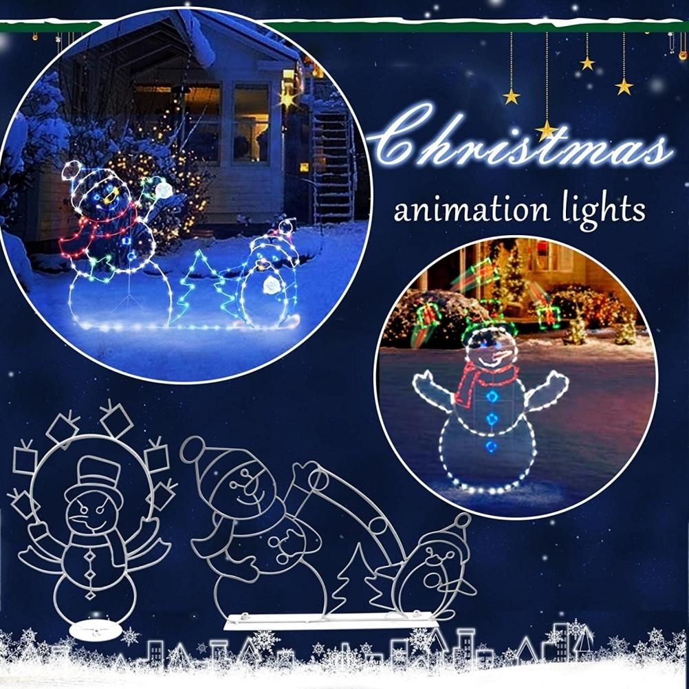 Christmas Fun Animated Ornaments Light String Garden Snow Glowing Decorative view 8