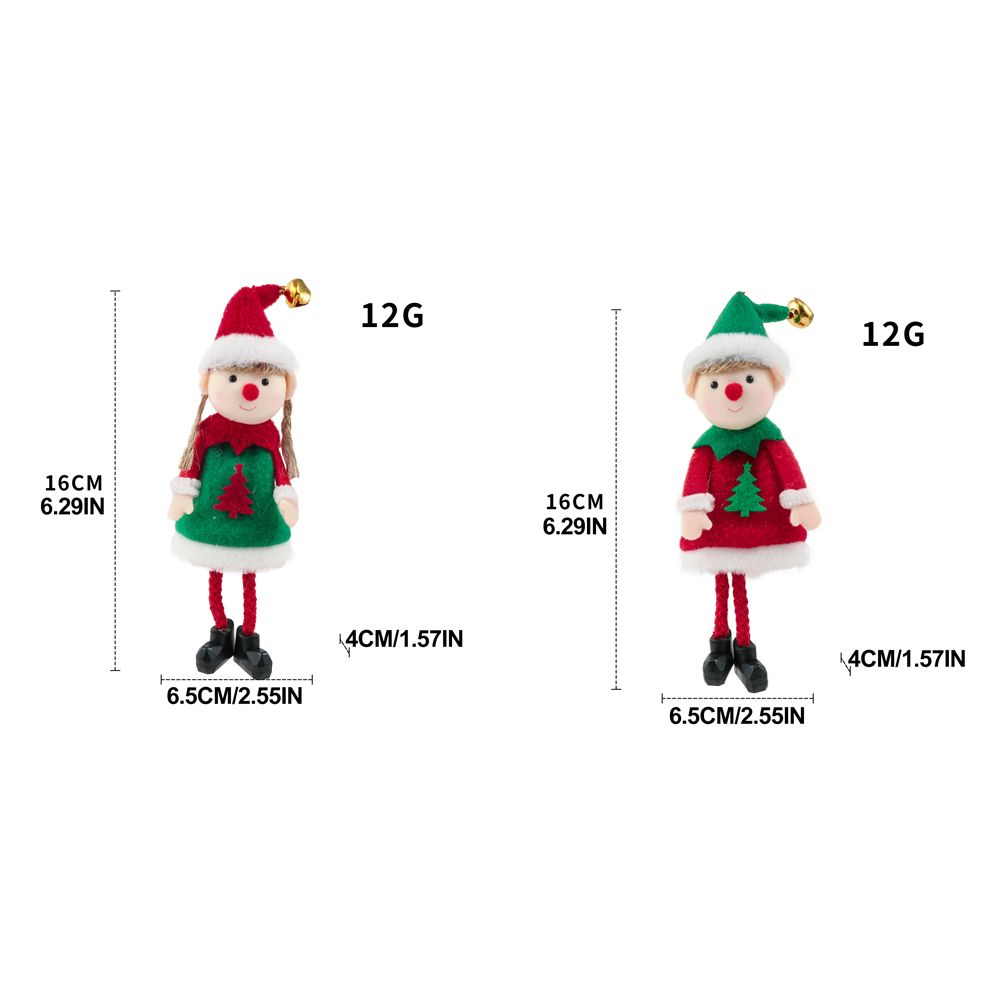 2 Pcs Christmas Elf Plush Dolls Christmas Tree Hanging Pendant Xmas Elf Soft view 2