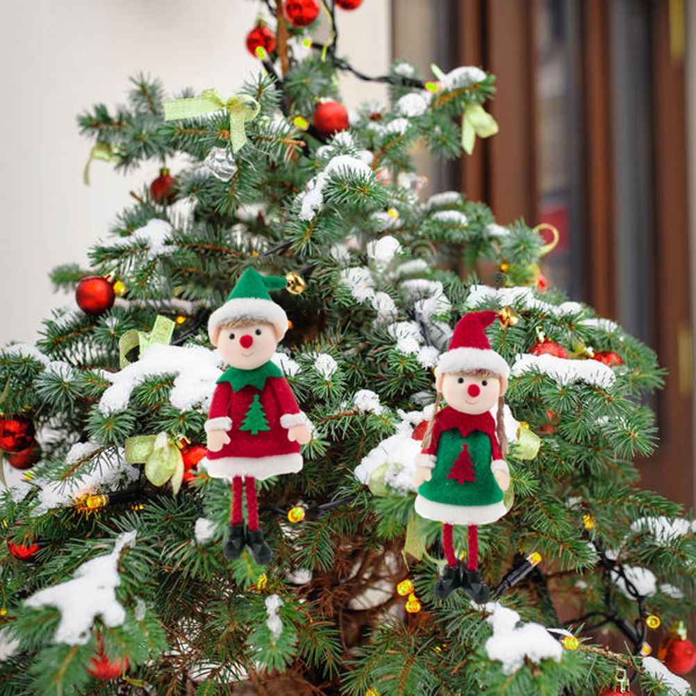 2 Pcs Christmas Elf Plush Dolls Christmas Tree Hanging Pendant Xmas Elf Soft view 4
