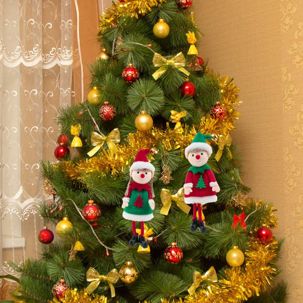 2 Pcs Christmas Elf Plush Dolls Christmas Tree Hanging Pendant Xmas Elf Soft view 5