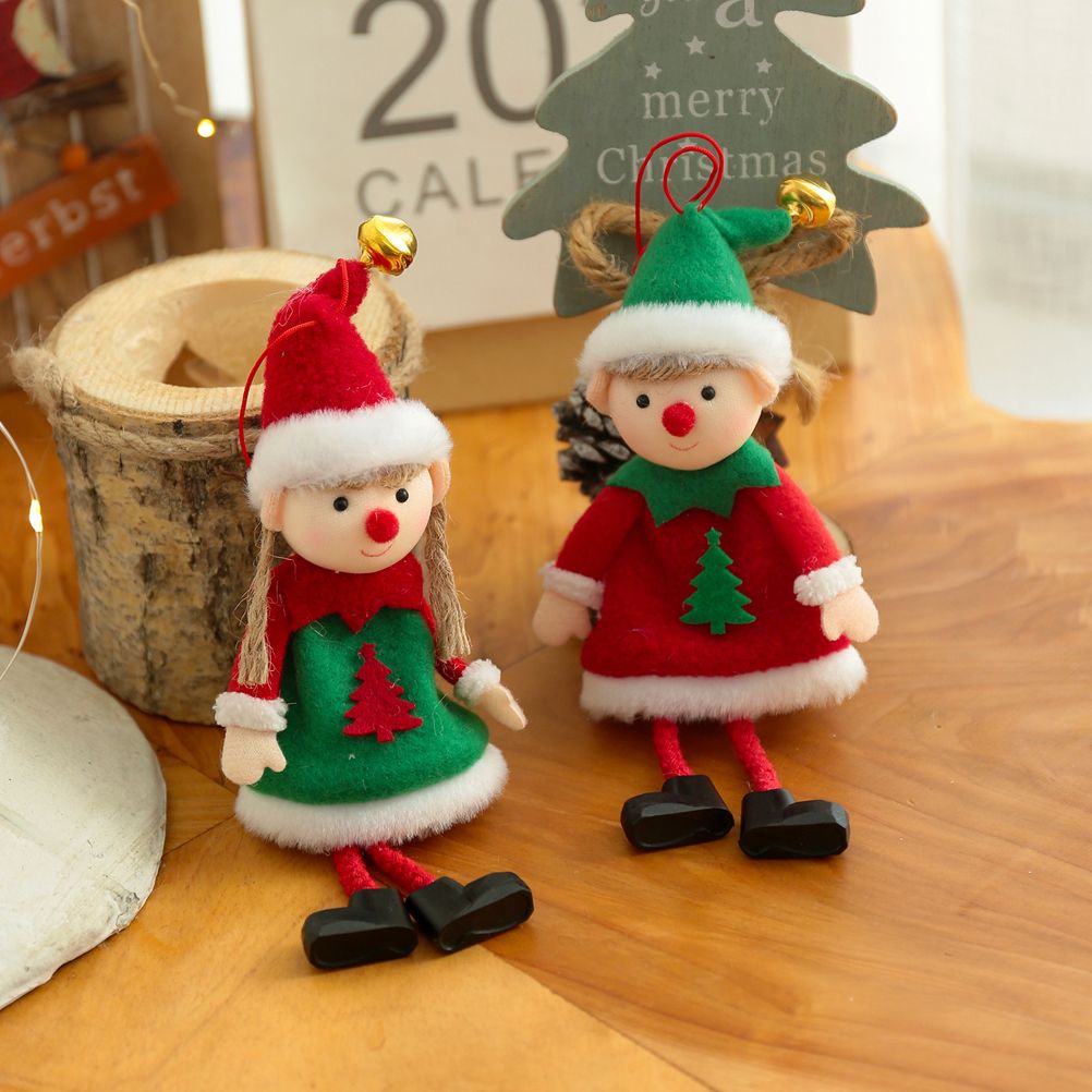 2 Pcs Christmas Elf Plush Dolls Christmas Tree Hanging Pendant Xmas Elf Soft view 6